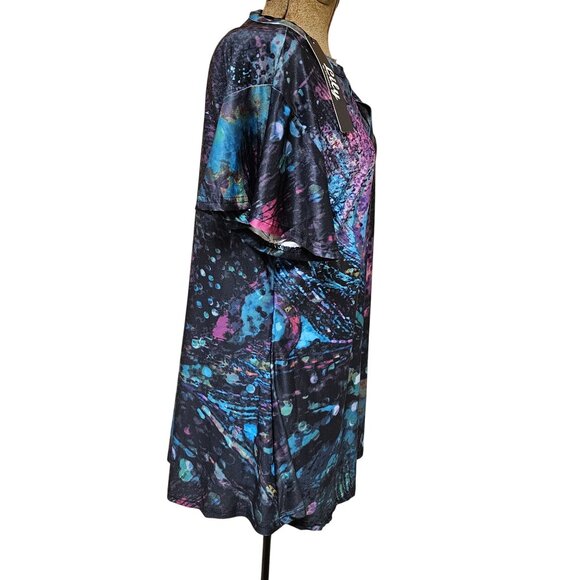 Lily By Firmiana Womens M Abstract Print Short Sleeve Tunic Top Polyester - Picture 3 of 10